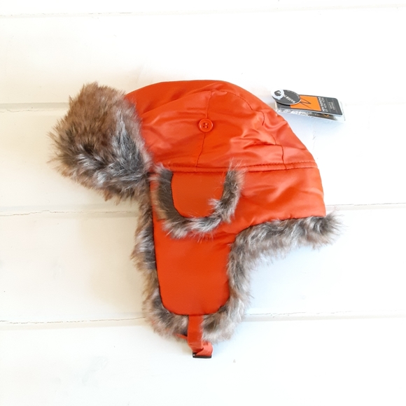 Orange Trooper Trapper Faux Fur Winter Hat - Picture 6 of 7